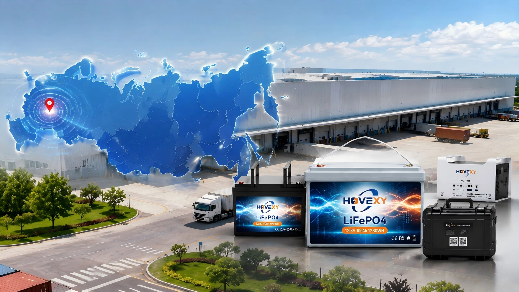 LiFePO4 batteries in Russia from HOVEXY Moscow warehouse